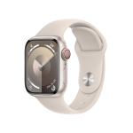 Apple Watch Series 9 (GPS) - 41 mm - starlight aluminum - smartwatch con fascia sportiva - fluoroelastomero - starlight - dimensione della fascia: M/L - 64 GB - Wi-Fi, UWB, Bluetooth - 31.9 g